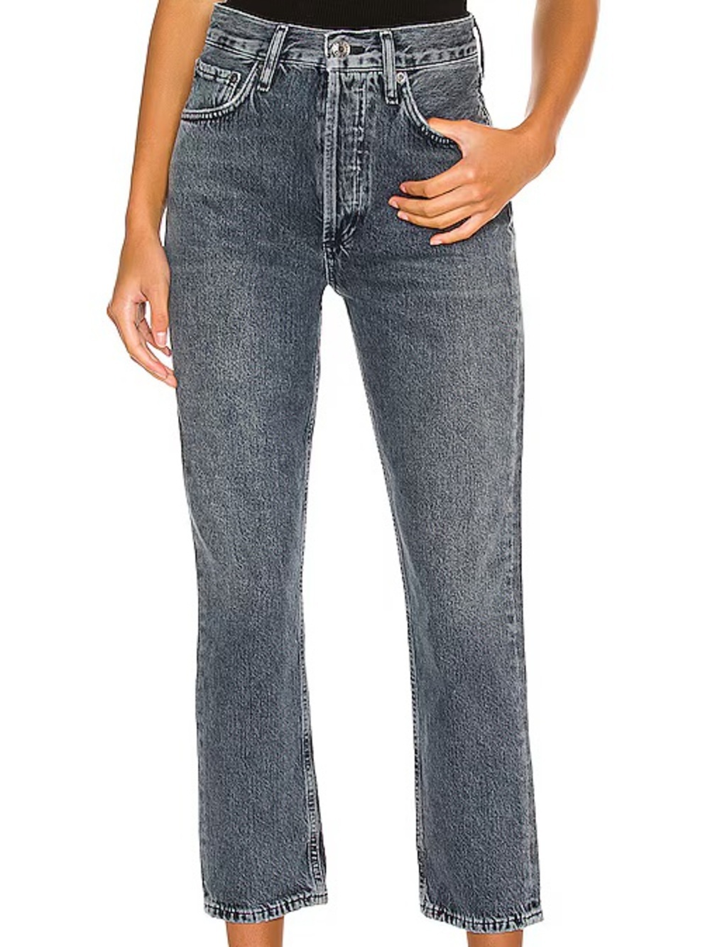 AGOLDE Riley High Rise Straight Crop Jeans Size 31 Washed Grey